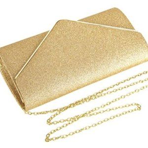 Women's Gold Shoulder Tote Clutch Purse Handbag